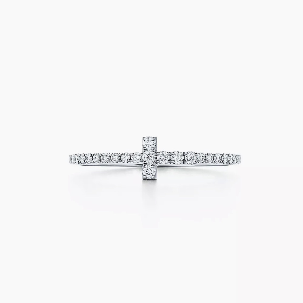 Tiffany & Co. Diamond Wire Band Ring in 18k White Gold size 6.75